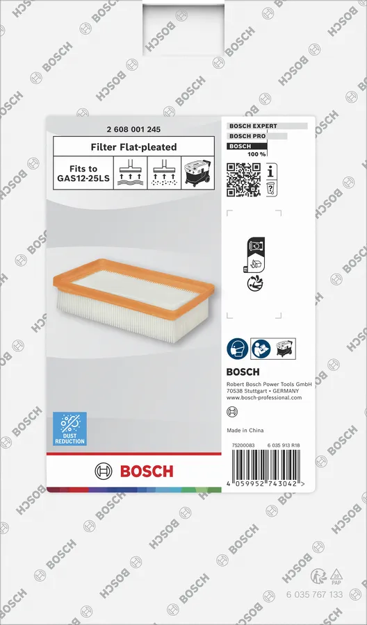 Bosch lame volditud filter GAS12-25LS tolmuimejale.